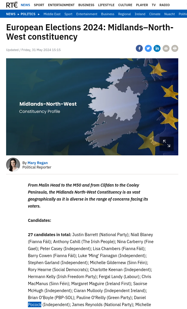 European Elections 2024: Midlands–North-West constituency