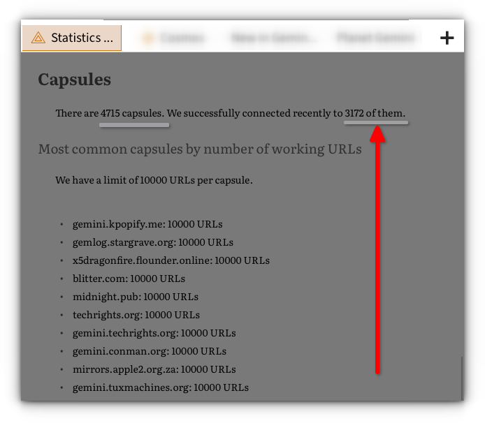 There are 4715 capsules. We successfully connected recently to 3172 of them.