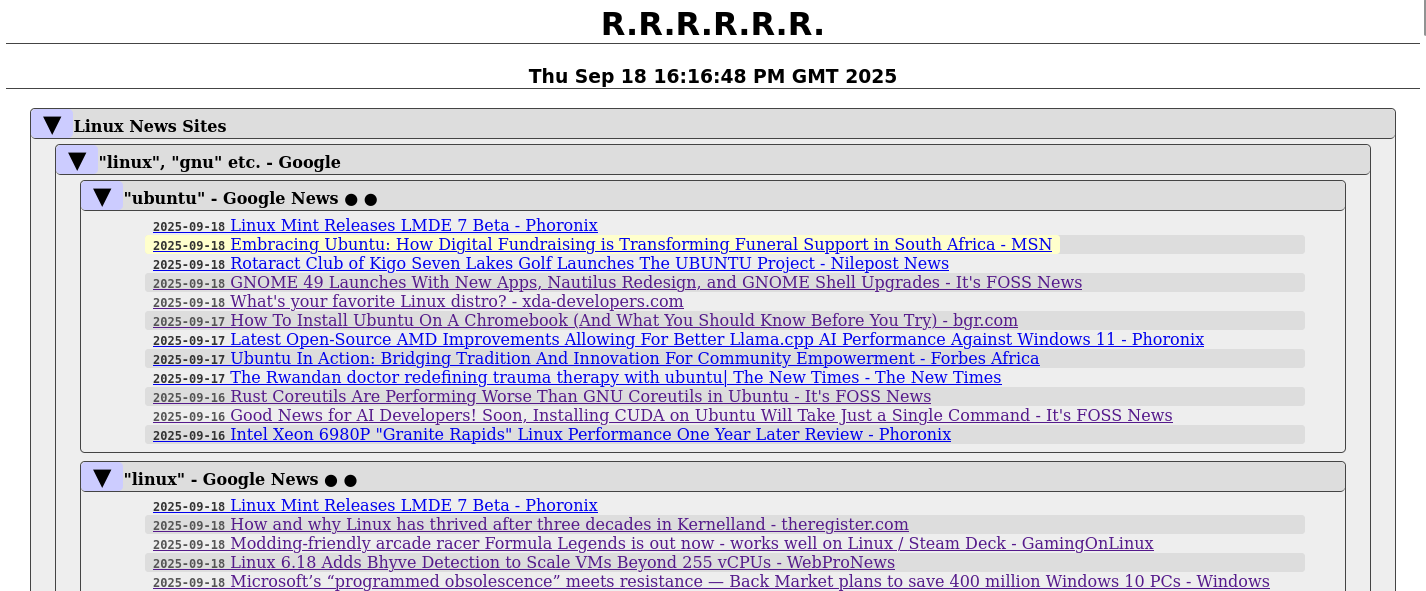 Roy and Rianne's Righteously Royalty-free RSS Reader (R.R.R.R.R.R.)