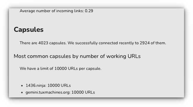 There are 4023 capsules. We successfully connected recently to 2924 of them.