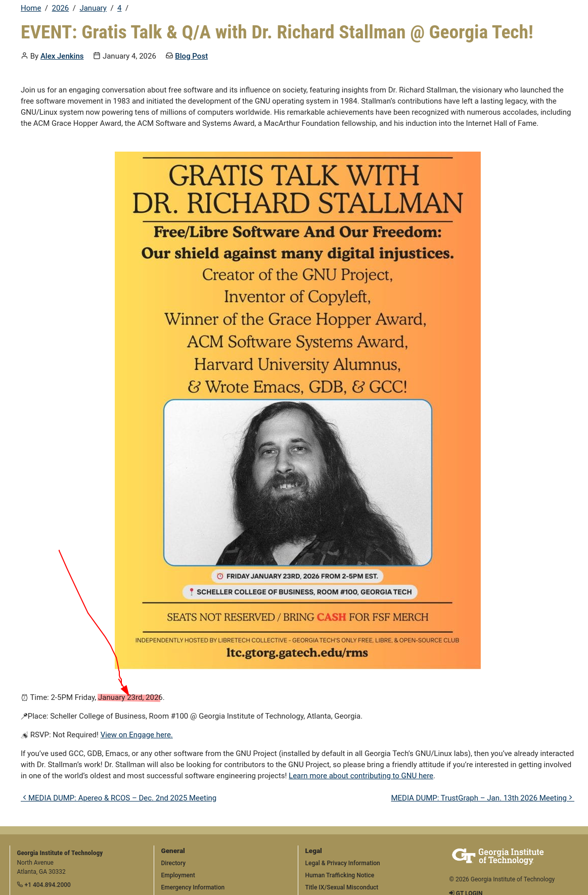Dr. Richard Stallman @ Georgia Tech!