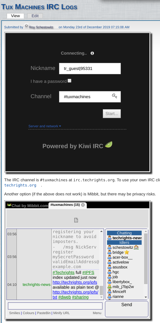 Tux Machines IRC