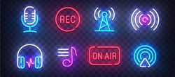 podcast icon neon podcast light signs sign boards line art light banner illustration