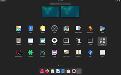 Debian 12 -- The live GNOME desktop and its application menu