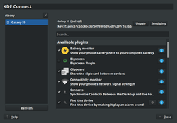 KDE Connect -- Enabling plugins through the desktop application