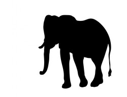 Elephant Clipart Silhouette: Black silhouette of an elephant clipart for scrapbooking