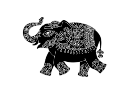 Elephant Mehndi Pattern Clipart: Vector illustration in black and white of an elephant filled with mehndi pattern clipart