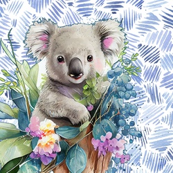 Koala Bear Illustration: Koala bear with flowers on contemporary design background