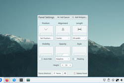 The Plasma Panel settings