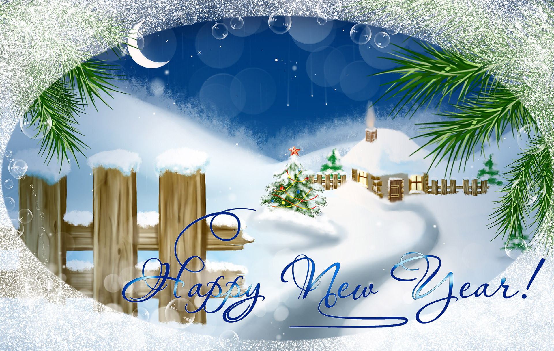 Digital painting postcards with the new year