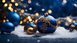 Festive Christmas decoration with blue balls