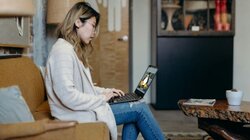 woman working on a laptop