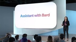 A lady doing presentation on Assistant with Bard