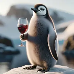 Penguin holding a wine glass