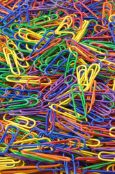 Colourised office paper clips