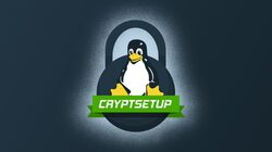 Cryptsetup wording, a padlock and tux logo