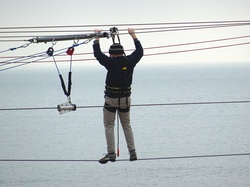 Man Servicing Zip Line Cables