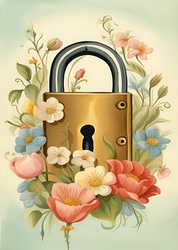 Padlock Surrounded By Flowers