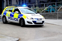 Blue Flashing Lights British Police Car