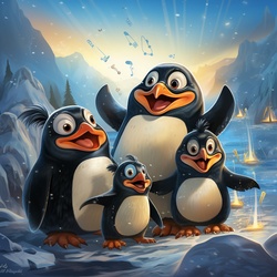 Penguin Family laughing and singing