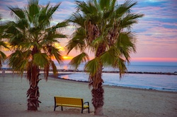 Idyllic sunrise on a Costa Blanca beach, Alicante, Spain