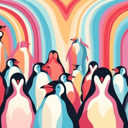 Rainbow Penguin Art Print
