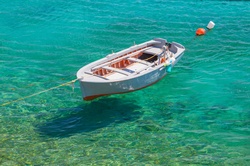 Small boat docked in Greece