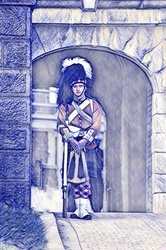 Artistic rendering of a photograph of an English Guard