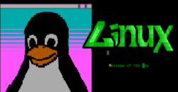 Linux word and Tux