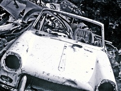 Old Triumph Herald car found in a junk yard
