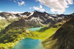 Italian alps with a lake in summer