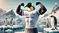 Tux wearing google shirt