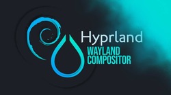Hyprland Wayland compositor wordings with Debian and Hyprland logos
