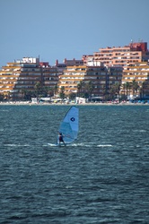 A windsurfer in the bay of Roses, Spain, standing photo