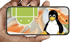 Android phone with bugdroid and penguin feature