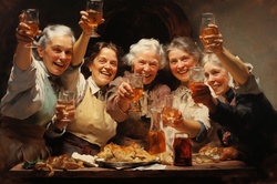 Women celebrating at Thanksgiving table