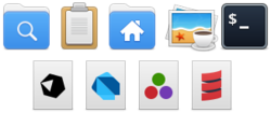 A collection of updated icons. From left-to-right, top-to-bottom: Catfish, Clipman, File Manager, Ristretto, Terminal, Crystal, Dart, Julia, Scala