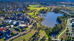 Lakeside living near Melbourne Australia from the air.