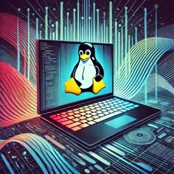 Laptop with penguin