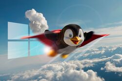 penguin flying