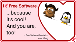 I love free software, GNU and Penguin icons