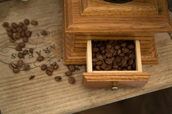 Roasted Coffee Beans background texture. Arabic roasting coffee - ingredient of hot beverage.