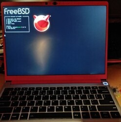 Framework 13 AMD DIY build with FreeBSD 14.2 boot screen. It sure looks like it could be Doom