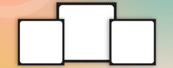three frames with white background