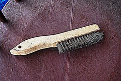 Wire brush on a chair