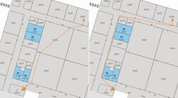 Routing algorithm exploiting doors not intended for visitors (left)