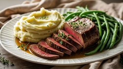 Beef, Mashed Potatoes, Beans