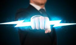 a person fist with electric power