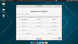 The CachyOS Hello window is the first thing that pops up post install, and is very helpful