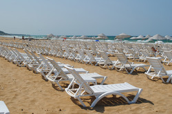 Kilyos the northern shore of Istanbul on a sunny weekday of August